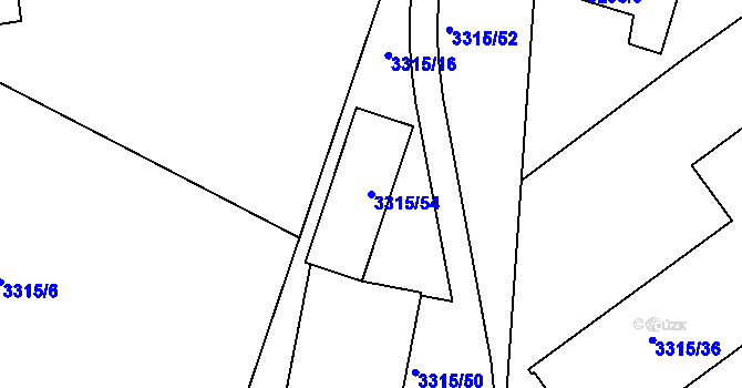 Parcela st. 3315/54 v KÚ Louny, Katastrální mapa