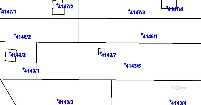 Parcela st. 4143/7 v KÚ Louny, Katastrální mapa