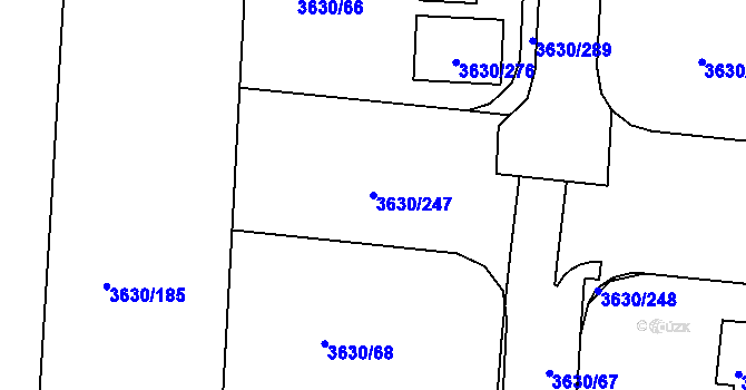 Parcela st. 3630/247 v KÚ Louny, Katastrální mapa