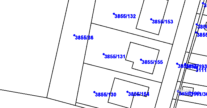 Parcela st. 3855/131 v KÚ Louny, Katastrální mapa