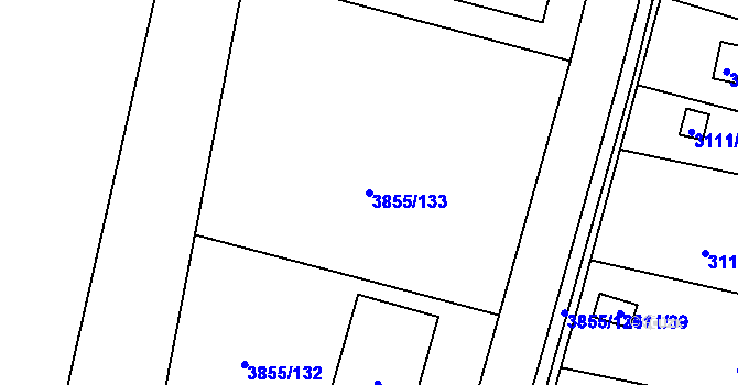 Parcela st. 3855/133 v KÚ Louny, Katastrální mapa