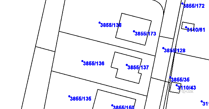 Parcela st. 3855/137 v KÚ Louny, Katastrální mapa