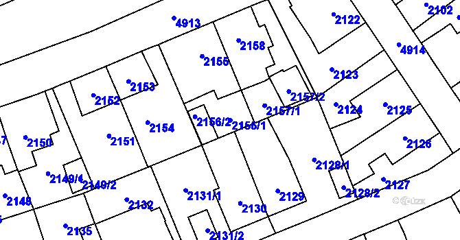 Parcela st. 2156/1 v KÚ Louny, Katastrální mapa