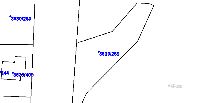 Parcela st. 3630/269 v KÚ Louny, Katastrální mapa