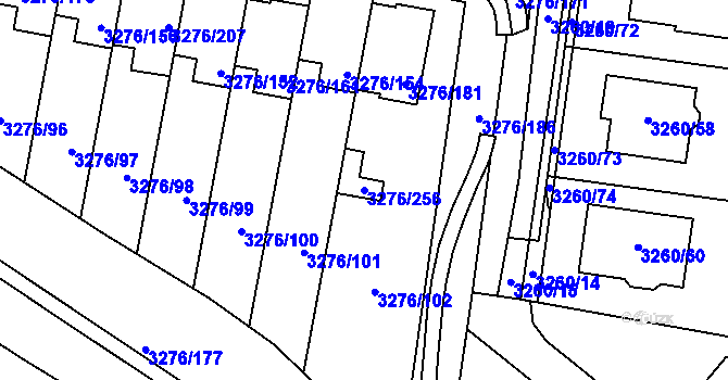 Parcela st. 3276/256 v KÚ Louny, Katastrální mapa
