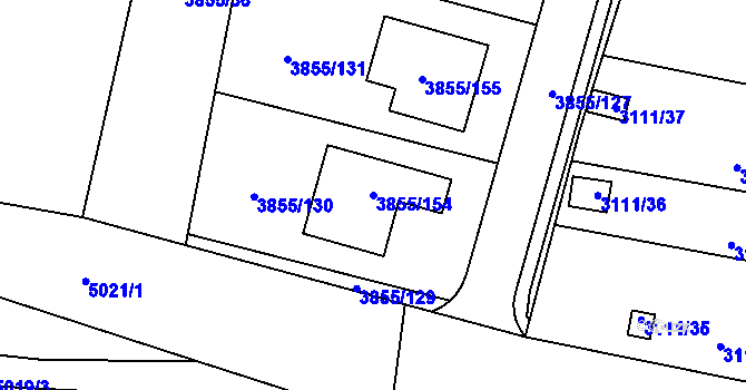 Parcela st. 3855/154 v KÚ Louny, Katastrální mapa