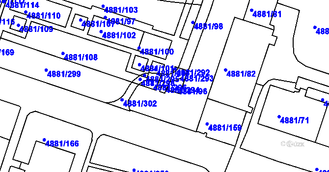 Parcela st. 4881/294 v KÚ Louny, Katastrální mapa