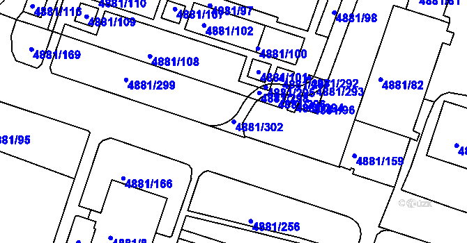 Parcela st. 4881/302 v KÚ Louny, Katastrální mapa