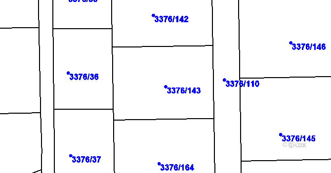 Parcela st. 3376/143 v KÚ Louny, Katastrální mapa