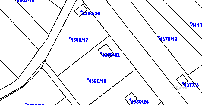 Parcela st. 4380/42 v KÚ Louny, Katastrální mapa