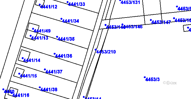 Parcela st. 4453/210 v KÚ Louny, Katastrální mapa