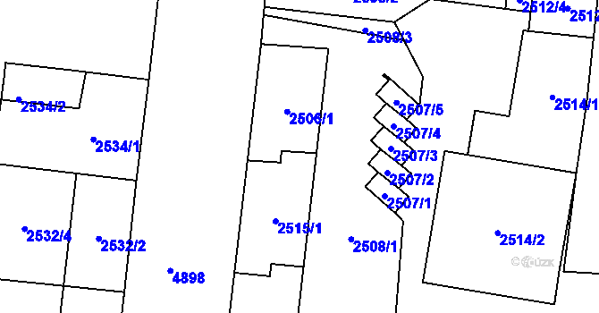 Parcela st. 2506/2 v KÚ Louny, Katastrální mapa