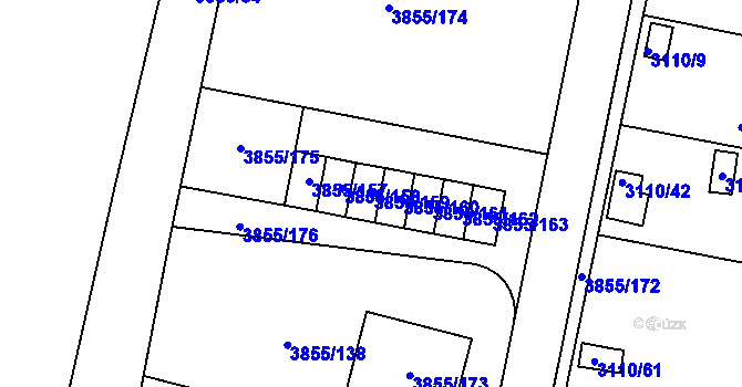 Parcela st. 3855/159 v KÚ Louny, Katastrální mapa
