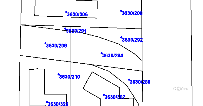 Parcela st. 3630/294 v KÚ Louny, Katastrální mapa
