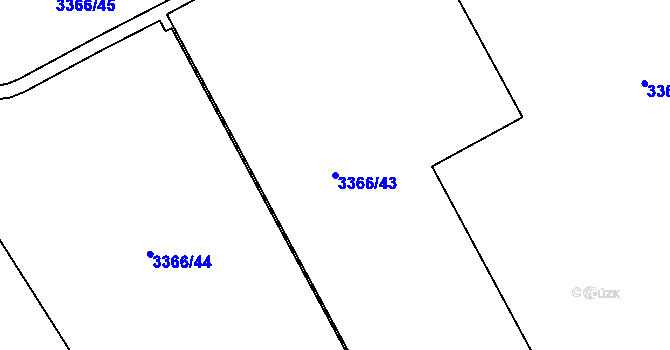 Parcela st. 3366/43 v KÚ Louny, Katastrální mapa