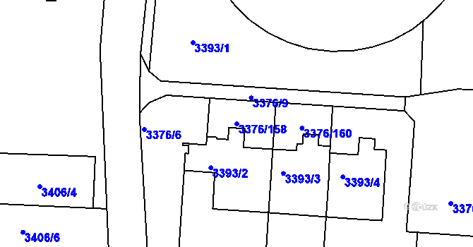 Parcela st. 3376/158 v KÚ Louny, Katastrální mapa