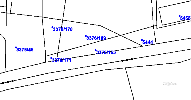 Parcela st. 3376/163 v KÚ Louny, Katastrální mapa