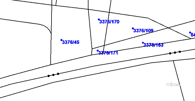 Parcela st. 3376/171 v KÚ Louny, Katastrální mapa