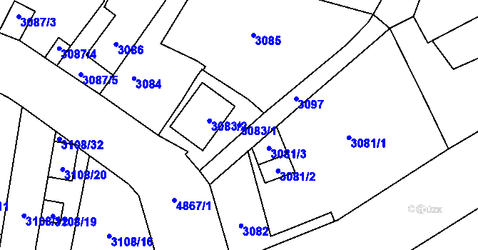 Parcela st. 3083/1 v KÚ Louny, Katastrální mapa
