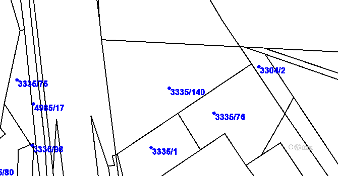 Parcela st. 3335/140 v KÚ Louny, Katastrální mapa