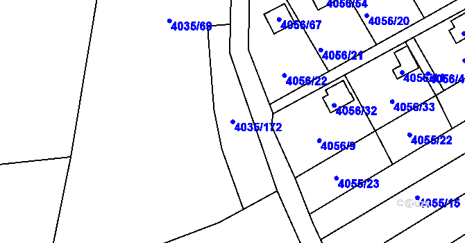 Parcela st. 4035/172 v KÚ Louny, Katastrální mapa