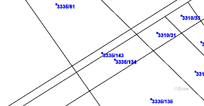 Parcela st. 3335/143 v KÚ Louny, Katastrální mapa