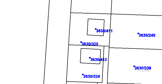 Parcela st. 3630/325 v KÚ Louny, Katastrální mapa