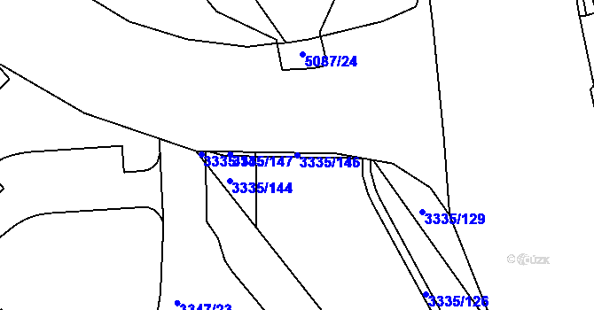 Parcela st. 3335/146 v KÚ Louny, Katastrální mapa