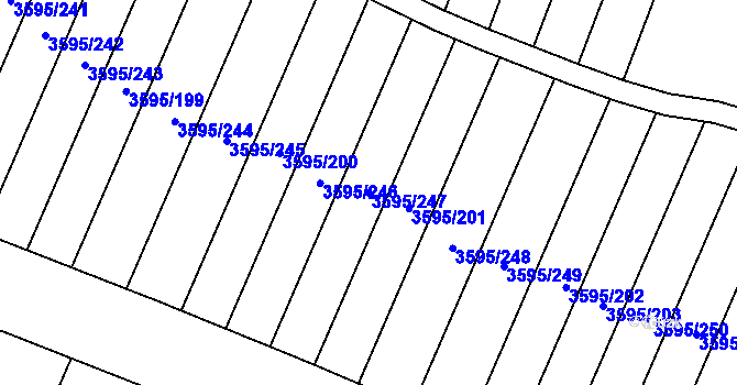 Parcela st. 3595/247 v KÚ Louny, Katastrální mapa