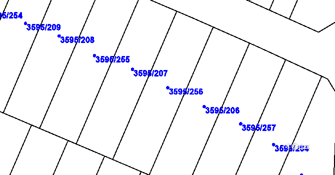 Parcela st. 3595/256 v KÚ Louny, Katastrální mapa