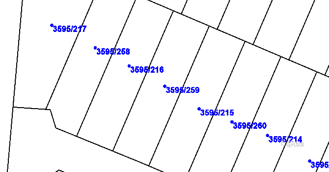 Parcela st. 3595/259 v KÚ Louny, Katastrální mapa