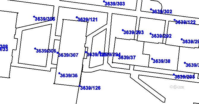 Parcela st. 3639/294 v KÚ Louny, Katastrální mapa