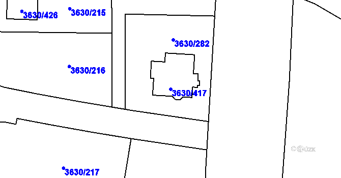 Parcela st. 3630/417 v KÚ Louny, Katastrální mapa