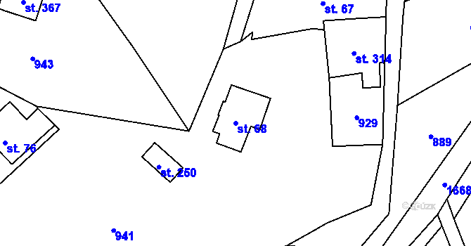Parcela st. 68 v KÚ Loužnice, Katastrální mapa
