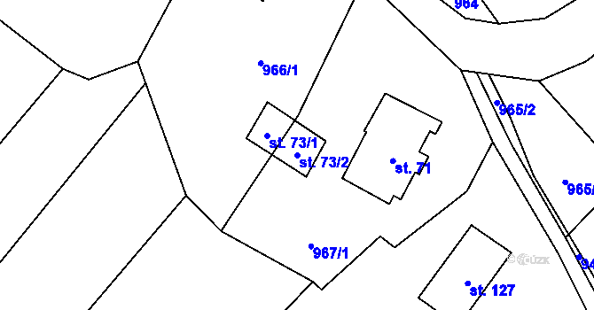 Parcela st. 73/2 v KÚ Loužnice, Katastrální mapa