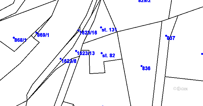 Parcela st. 82 v KÚ Loužnice, Katastrální mapa