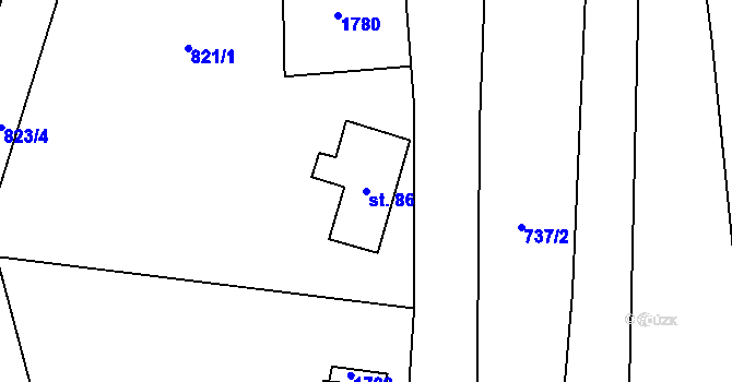 Parcela st. 86 v KÚ Loužnice, Katastrální mapa