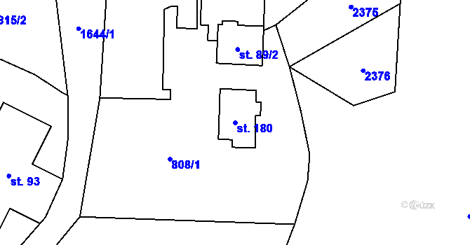 Parcela st. 180 v KÚ Loužnice, Katastrální mapa