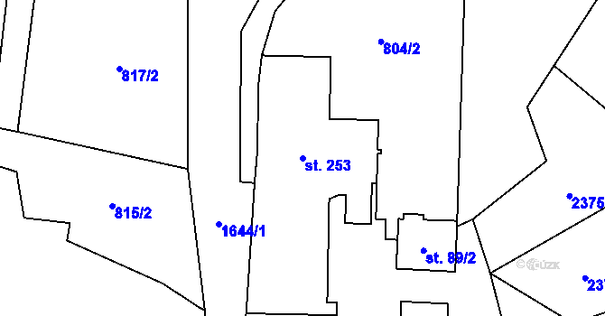 Parcela st. 253 v KÚ Loužnice, Katastrální mapa