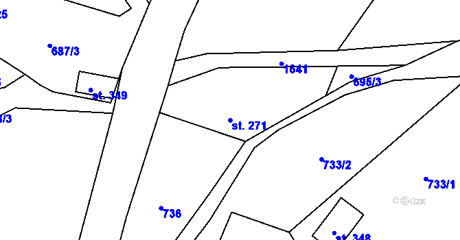 Parcela st. 271 v KÚ Loužnice, Katastrální mapa