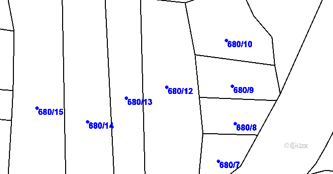 Parcela st. 680/12 v KÚ Loužnice, Katastrální mapa