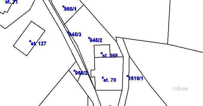 Parcela st. 368 v KÚ Loužnice, Katastrální mapa