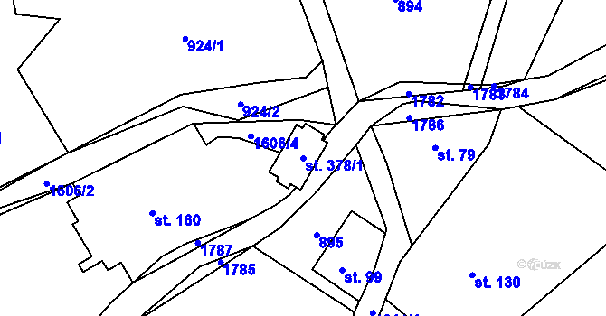 Parcela st. 378/1 v KÚ Loužnice, Katastrální mapa