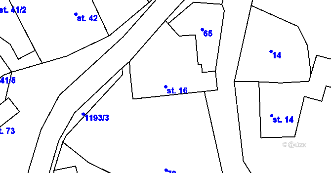 Parcela st. 16 v KÚ Bližanovy, Katastrální mapa
