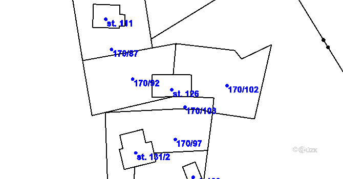 Parcela st. 126 v KÚ Bližanovy, Katastrální mapa
