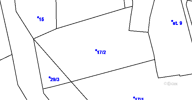 Parcela st. 17/2 v KÚ Bližanovy, Katastrální mapa