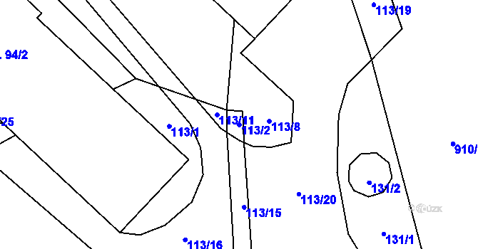 Parcela st. 113/2 v KÚ Bližanovy, Katastrální mapa