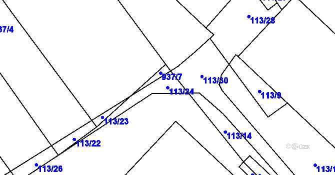 Parcela st. 113/24 v KÚ Bližanovy, Katastrální mapa
