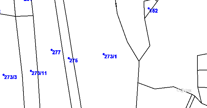 Parcela st. 273/1 v KÚ Bližanovy, Katastrální mapa