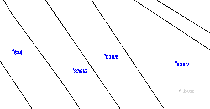 Parcela st. 836/6 v KÚ Bližanovy, Katastrální mapa